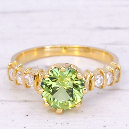 fig 2. Vintage 2.09 Carat Unheated Green Sapphire Solitaire Ring, circa 1950