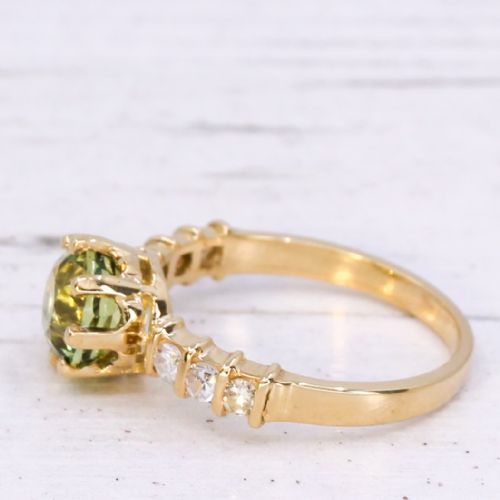 fig 3. Vintage 2.09 Carat Unheated Green Sapphire Solitaire Ring, circa 1950