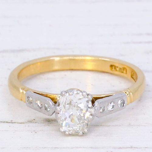 fig 2. Art Deco 0.80 Carat Old Mine Cut Diamond Engagement Ring, circa 1930