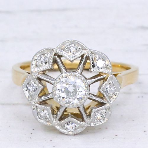 fig 2. Vintage 0.40 Carat Old Cut Diamond Cluster Ring, circa 1925
