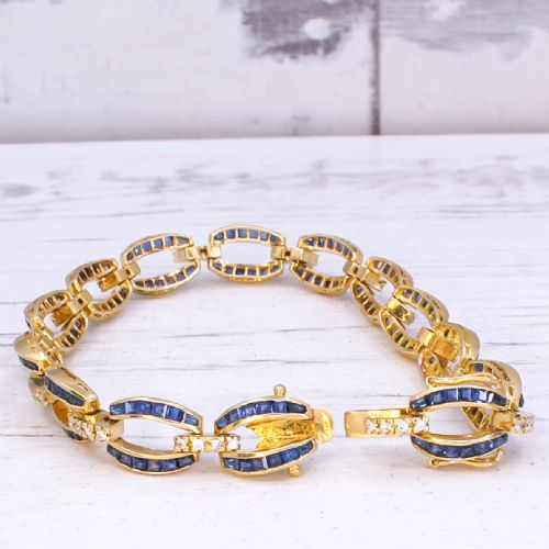 VINTAGE 930 CARAT NATURAL SAPPHIRE DIAMOND BRACELET CIRCA 1960 - ADDITIONAL PHOTO 3