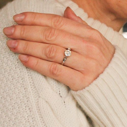 fig 1. Vintage 1.02 Carat Old Cut Diamond Engagement Ring, circa 1920