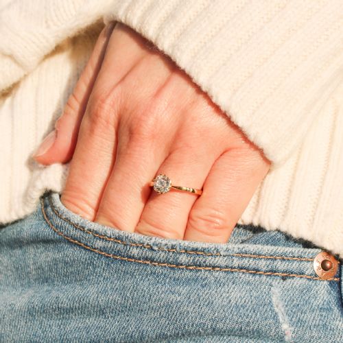 fig 1. Antique 0.87 Carat Old Cut Diamond Engagement Ring, circa 1910