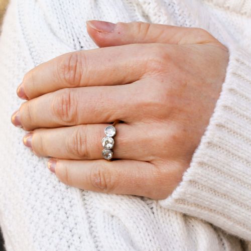 fig 1. Antique 0.84 Carat Old Cut Diamond Three Stone Ring, circa 1920