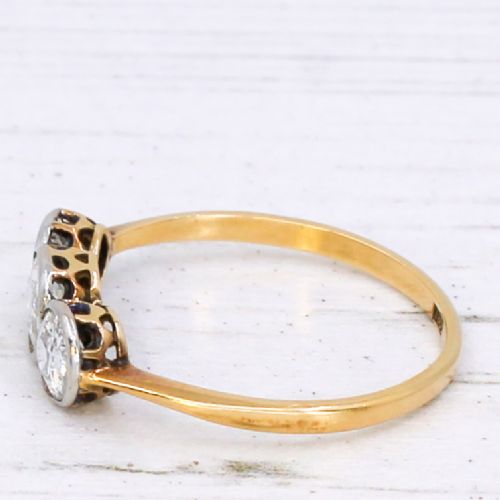 fig 3. Antique 0.84 Carat Old Cut Diamond Three Stone Ring, circa 1920