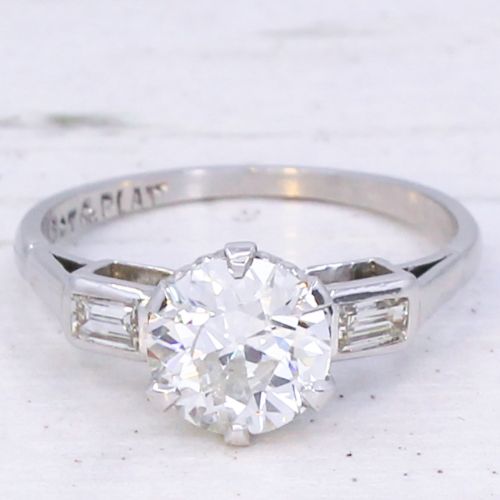 fig 2. Vintage 1.36 Carat Old Cut Diamond Engagement Ring, circa 1950