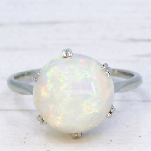 fig 2. Vintage 3.25 Carat Opal Solitaire Ring, circa 1940