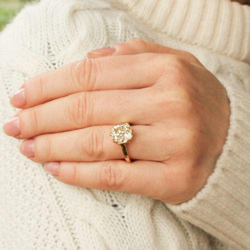 fig 1. Antique 3.71 Carat Old Cut Diamond Solitaire Ring, circa 1910