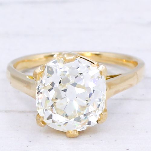 fig 2. Antique 3.71 Carat Old Cut Diamond Solitaire Ring, circa 1910