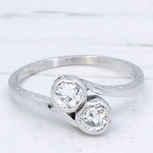 fig 2. Vintage 0.50 Carat Old Cut Diamond Bypass Ring, circa 1950