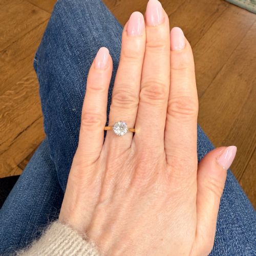 fig 1. Vintage 1.16 Carat Transitional Cut Diamond Engagement Ring, circa 1955