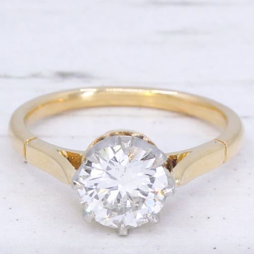 fig 2. Vintage 1.16 Carat Transitional Cut Diamond Engagement Ring, circa 1955