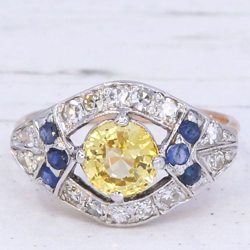 fig 2. Antique 1.56 Carat Unheated Ceylon Yellow Sapphire Ring, circa 1915
