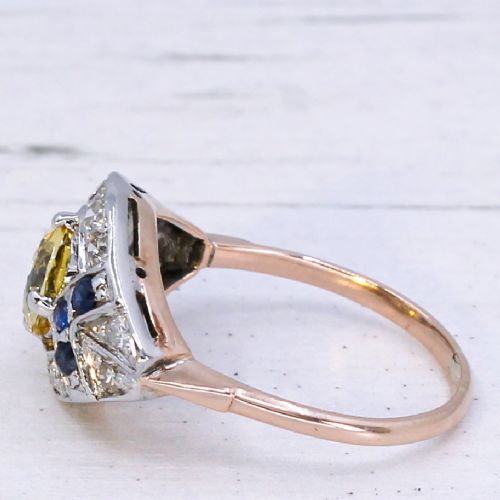 fig 3. Antique 1.56 Carat Unheated Ceylon Yellow Sapphire Ring, circa 1915