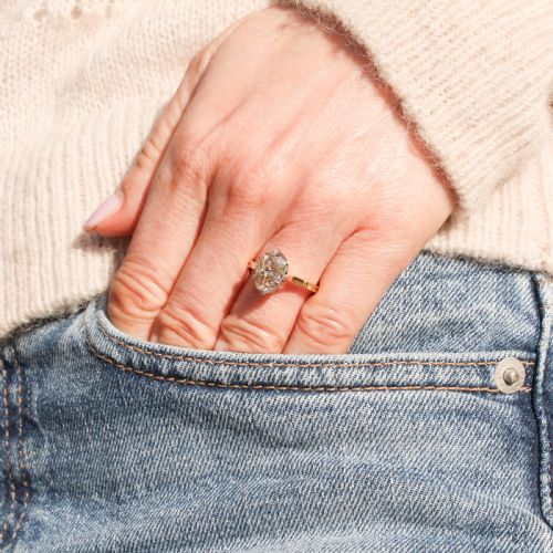 fig 1. Vintage 2.50 Carat Old Oval Cut Diamond Solitaire Ring, circa 1935