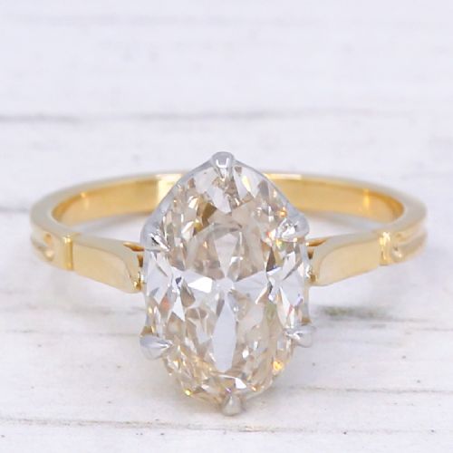 fig 2. Vintage 2.50 Carat Old Oval Cut Diamond Solitaire Ring, circa 1935