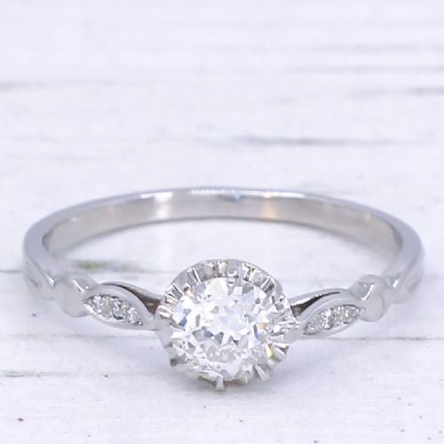 fig 2. Antique 0.52 Carat Old Cut Diamond Engagement Ring, circa 1910