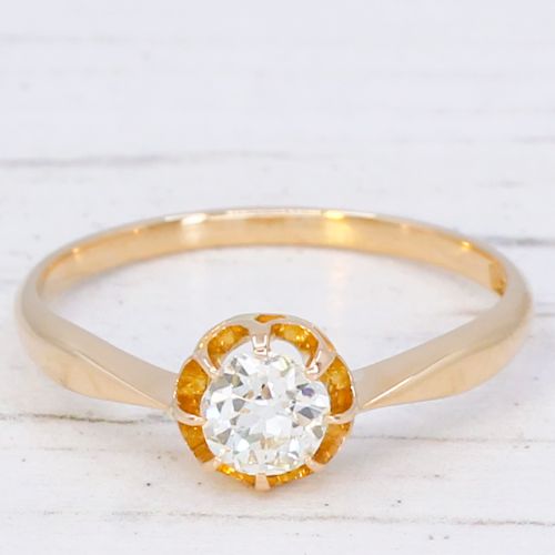fig 2. Antique 0.60 Carat Old Cut Diamond Solitaire Ring, circa 1915