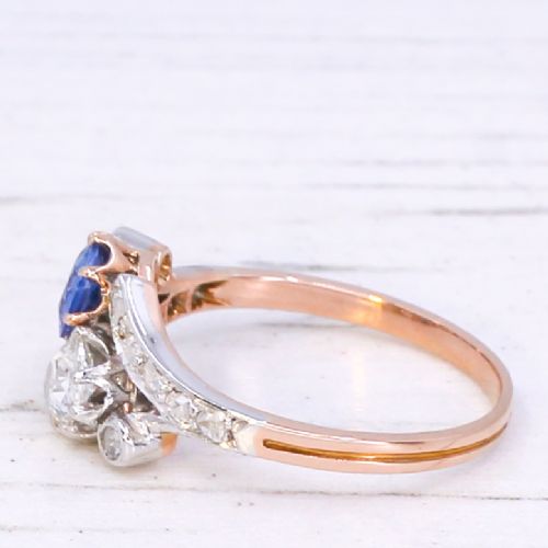 fig 3. Belle Epoque Sapphire & Old Cut Diamond Crossover Ring, circa 1910