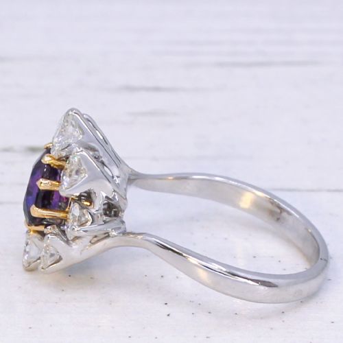 fig 3. Vintage 1.01 Carat Unheated Sapphire & Diamond Cluster Ring