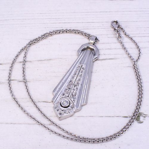 ART DECO DIAMOND PENDANT CIRCA 1940 - ADDITIONAL PHOTO 4