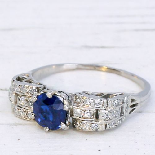 Antique 0.94 Carat Unheated Sapphire Solitaire Ring, Circa 1915