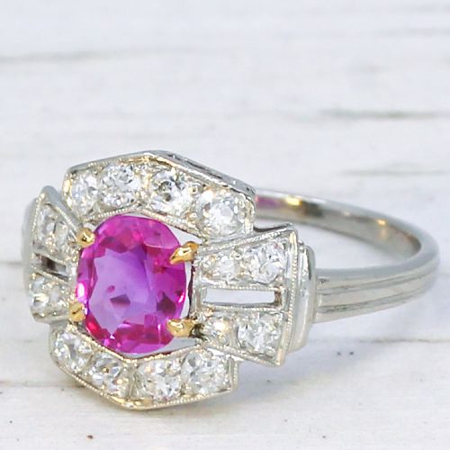 Art Deco 0.77 Carat Unheated Mogok Burmese Pink Sapphire Ring, circa 1920