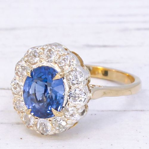 Antique 2.06 Carat Unheated Sapphire & Diamond Ring, Circa 1905