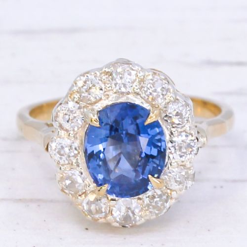 fig 2. Antique 2.06 Carat Unheated Sapphire & Diamond Ring, circa 1905