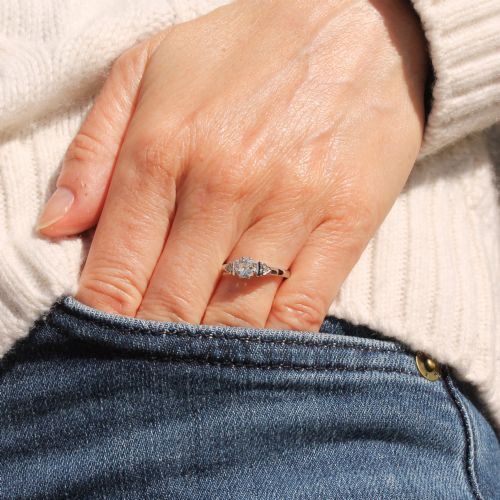 fig 1. Antique 0.55 Carat Old Cut Diamond Engagement Ring, circa 1925