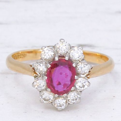 fig 2. Vintage 0.60 Carat Ruby & Diamond Cluster Ring, circa 1960