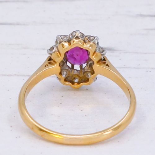 Vintage 0.60 Carat Ruby & Diamond Cluster Ring, circa 1960 View V