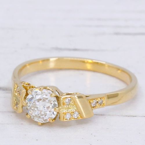 Vintage 0.54 Carat Old Cut Diamond Engagement Ring, Circa 1930