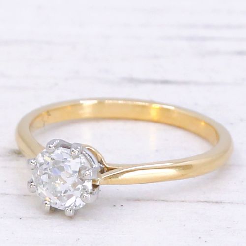 Antique 0.62 Carat Old Cut Diamond Engagement Ring, Circa 1920