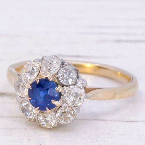 Vintage 0.60 Carat Sapphire & 0.80 Carat Diamond Ring, Circa 1950