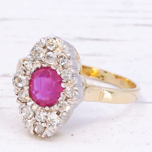 VICTORIAN 060 CARAT MOGOK RUBY DIAMOND RING CIRCA 1880