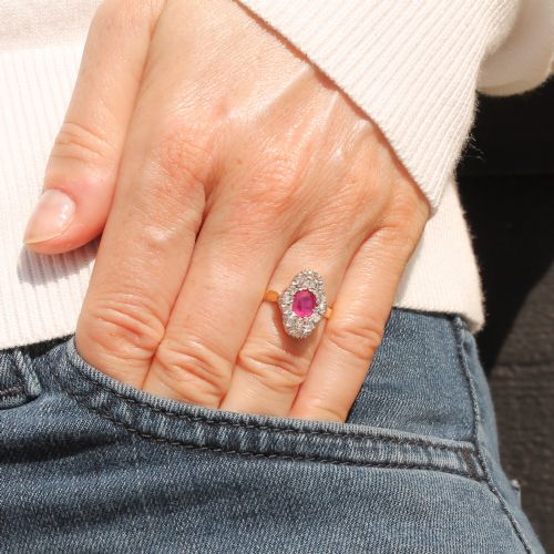 VICTORIAN 060 CARAT MOGOK RUBY DIAMOND RING CIRCA 1880 - ADDITIONAL PHOTO 1