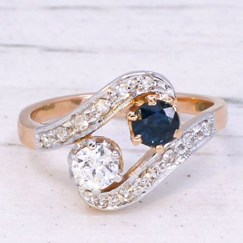 fig 2. Vintage 0.50 Carat Sapphire & 0.30 Carat Diamond Ring, circa 1950