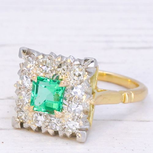 VINTAGE 089 CARAT NEGLIGIBLE OIL COLOMBIAN EMERALD RING CIRCA 1950