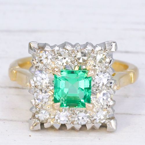 VINTAGE 089 CARAT NEGLIGIBLE OIL COLOMBIAN EMERALD RING CIRCA 1950 - ADDITIONAL PHOTO 2
