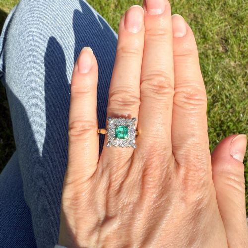 VINTAGE 089 CARAT NEGLIGIBLE OIL COLOMBIAN EMERALD RING CIRCA 1950 - ADDITIONAL PHOTO 5