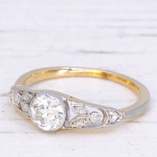 Antique 0.50 Carat Old European Cut Diamond Engagement Ring, Circa 1915