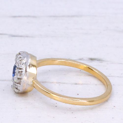 ANTIQUE 035 CARAT SAPPHIRE ROSE CUT DIAMOND CLUSTER RING CIRCA 1890 - ADDITIONAL PHOTO 3