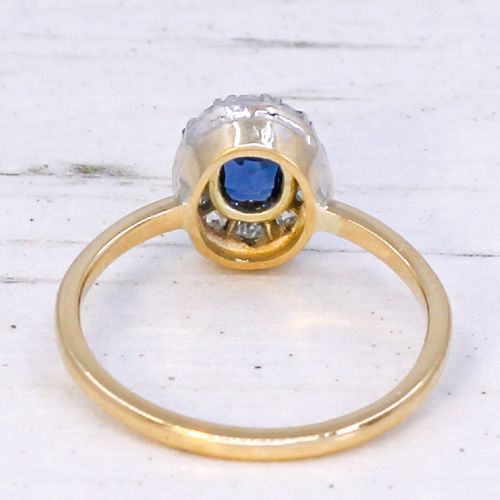 ANTIQUE 035 CARAT SAPPHIRE ROSE CUT DIAMOND CLUSTER RING CIRCA 1890 - ADDITIONAL PHOTO 4