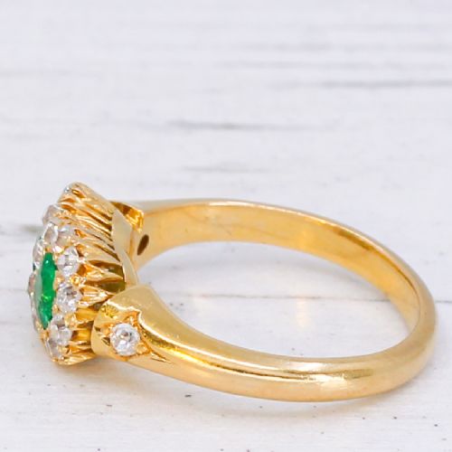VICTORIAN 070 CARAT COLOMBIAN EMERALD DIAMOND DOUBLE CLUSTER RING CIRCA 1900 - ADDITIONAL PHOTO 3