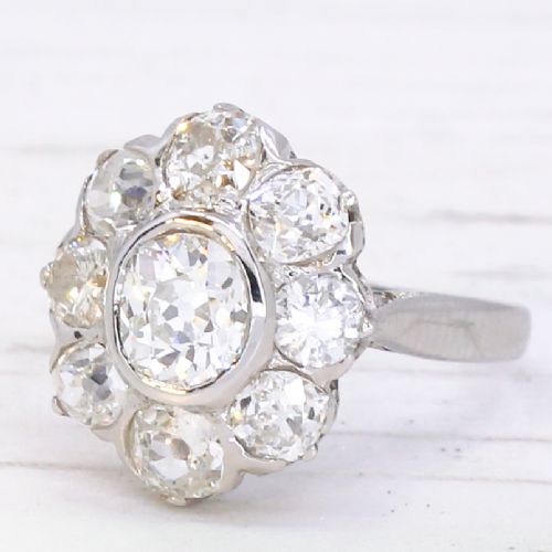VINTAGE 280 CARAT OLD CUT DIAMOND CLUSTER RING CIRCA 1940