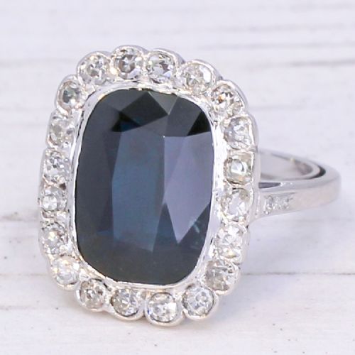 VINTAGE 632 CARAT UNHEATED SAPPHIRE DIAMOND RING CIRCA 1955