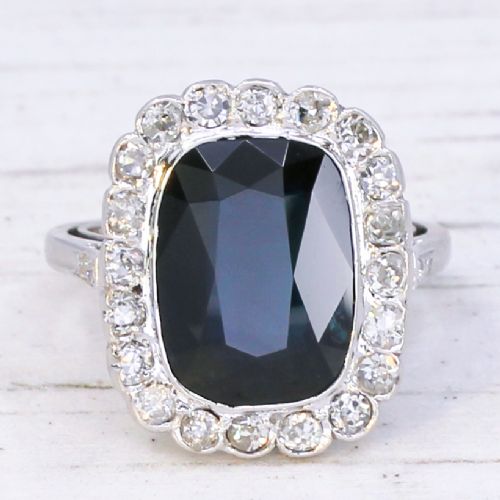 VINTAGE 632 CARAT UNHEATED SAPPHIRE DIAMOND RING CIRCA 1955 - ADDITIONAL PHOTO 2