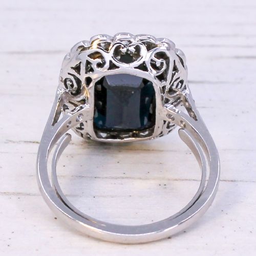 VINTAGE 632 CARAT UNHEATED SAPPHIRE DIAMOND RING CIRCA 1955 - ADDITIONAL PHOTO 4