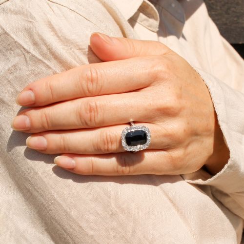 VINTAGE 632 CARAT UNHEATED SAPPHIRE DIAMOND RING CIRCA 1955 - ADDITIONAL PHOTO 5